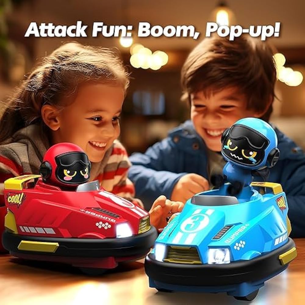 Remote Control Bumper Cars Toy with Ejecting Driver | 2.4GHz RC Fighting Cars with Lights & Sound | Dual Player Battle Car Toy for Kids Boys Girls (Multicolor)