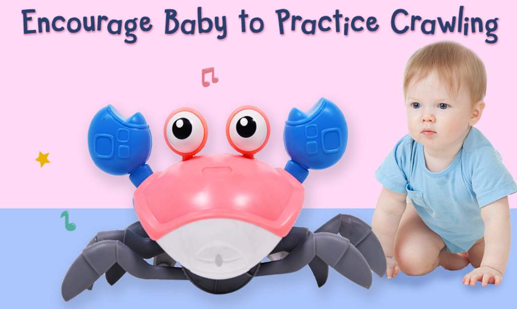 Musical Crawling Crab Toys for Kids with Music Induction Walking and C Type USB Rechargeable Automatically Avoid Obstacle Crawling Crab