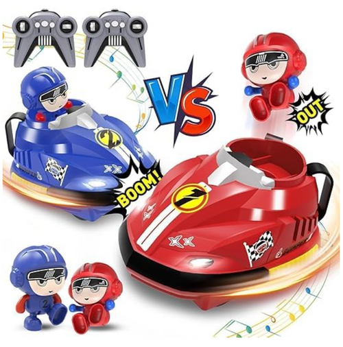 Remote Control Bumper Cars Toy with Ejecting Driver | 2.4GHz RC Fighting Cars with Lights & Sound | Dual Player Battle Car Toy for Kids Boys Girls (Multicolor)