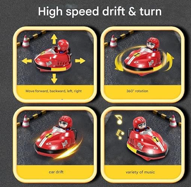 Remote Control Bumper Cars Toy with Ejecting Driver | 2.4GHz RC Fighting Cars with Lights & Sound | Dual Player Battle Car Toy for Kids Boys Girls (Multicolor)